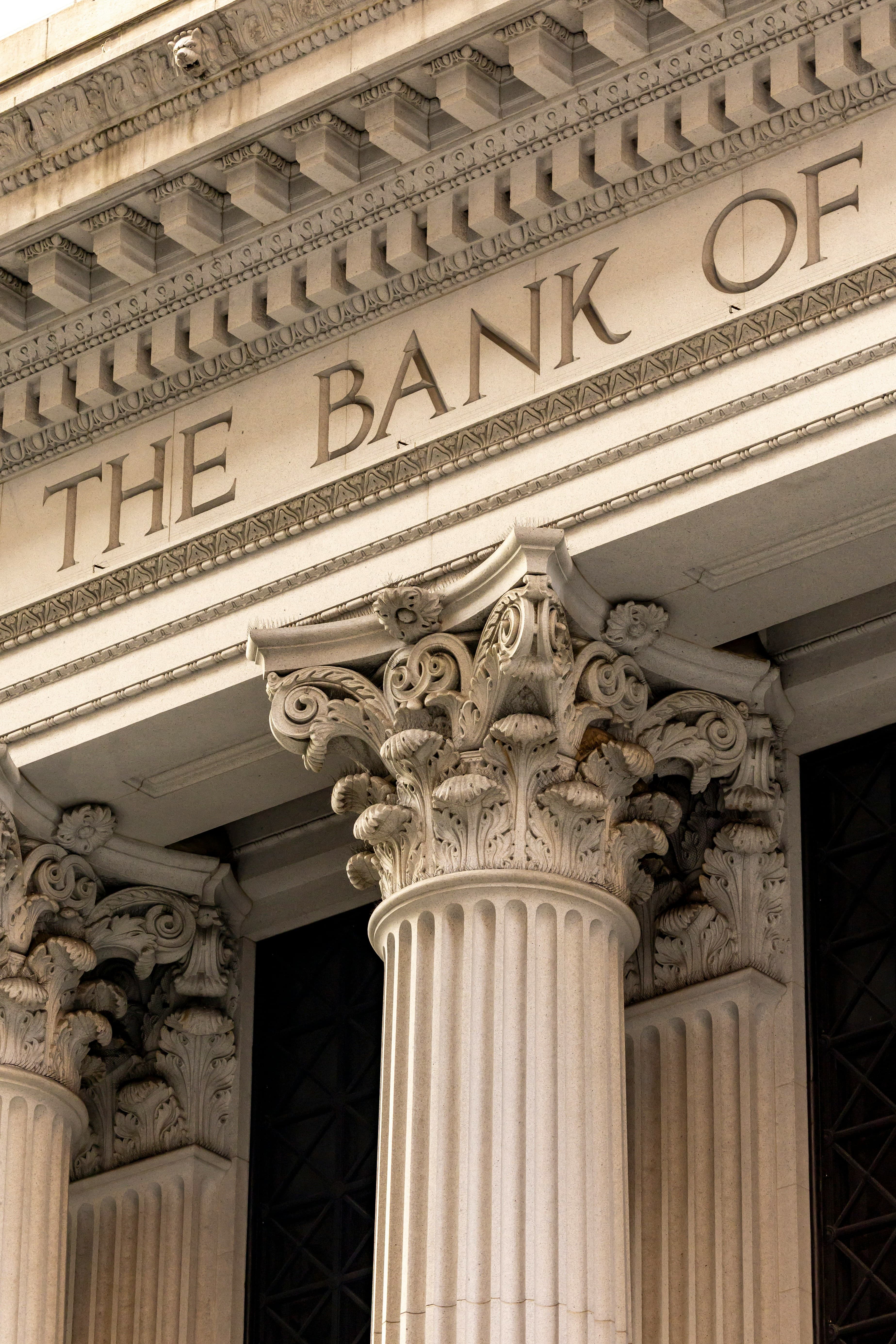 Classical bank building facade